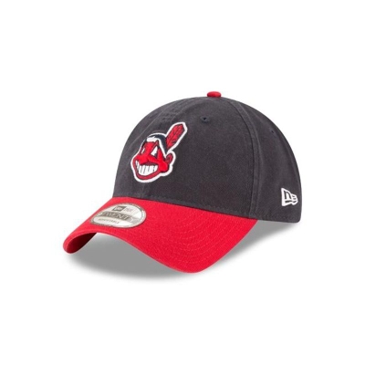 Blue Cleveland Indians Hat - New Era MLB Core Classic 9TWENTY Adjustable Caps USA1043267